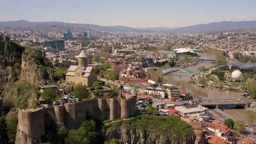 Aerial View of Historic City on Sunny Day