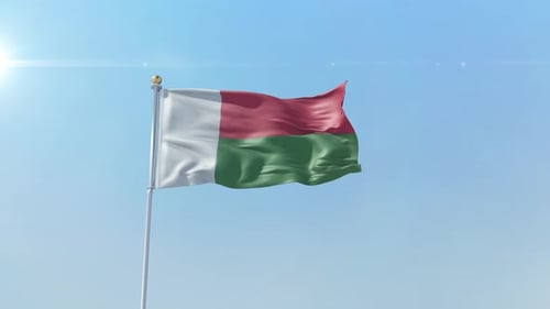 Madagascar National Flag Waving in Realistic 3D Animation