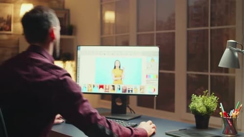 Photographer Arriving at the Office at Night