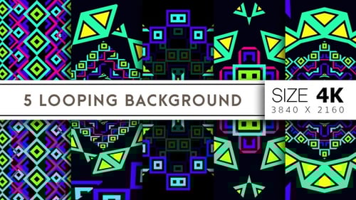 Vibrant Geometric Patterns Kaleidoscope Animation Pack