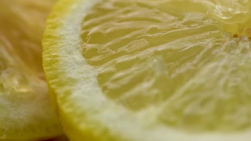 Extreme Close Up of Fresh Lemon Slices
