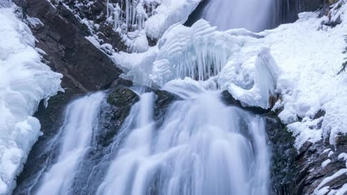 Winter-Wasserfall-Zeitraffer