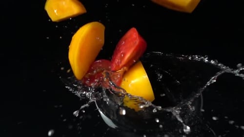 Falling of Pieces Tomatoes