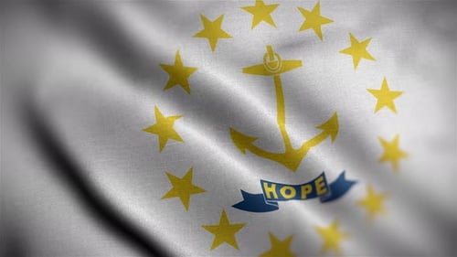 Realistic Waving Rhode Island State Flag Animation