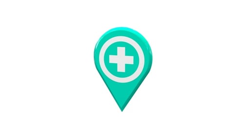 Animated 3D Medical Cross Map Pin Location Icon Reveal