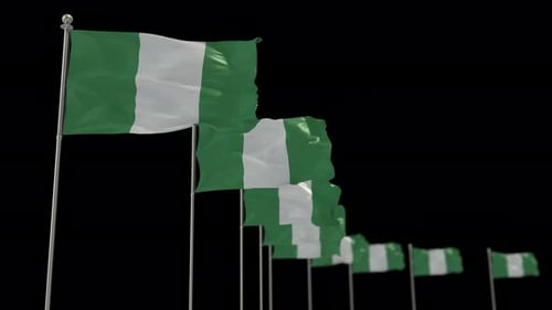 Waving Flags of Nigeria Display Animation