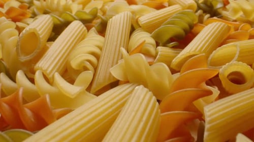 Dry Colorful Pasta Shapes Close Up