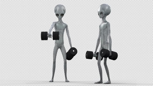 Alien Doing Front Dumbbell Raise Exercise