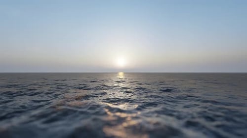 Journey To The Sun In The Morning Over The Raging Ocean