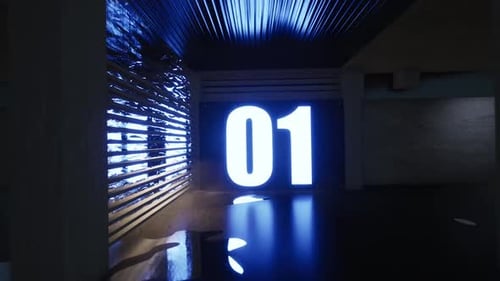 Futuristic Digital Countdown with Glowing Blue Numbers