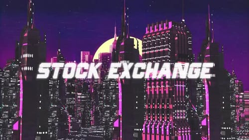 Retro Cyber City Background Stock Exchange