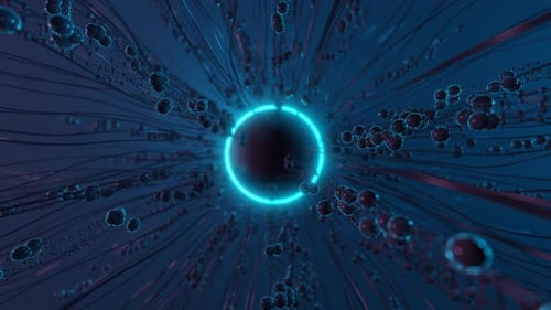 Abstract Futuristic Tunnel Loop with Glowing Neon Portal