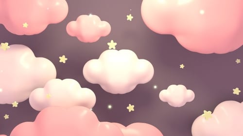 Dreamy Pastel 3D Clouds and Twinkling Stars Background