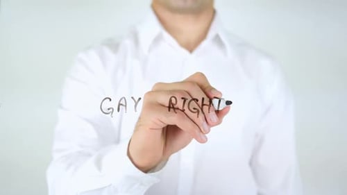 Hand Writing Gay Rights with Marker