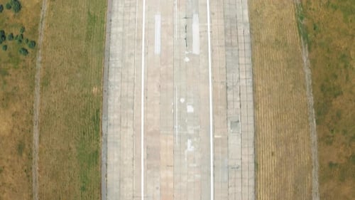 Runway Take Off Over the Airport. Airplane Picking Up Speed Accelerating Before Flight