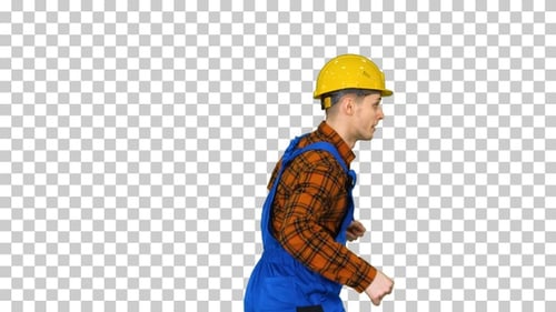 Jeune ouvrier de la construction en casque de sécurité danse Hip-Hop Alpha