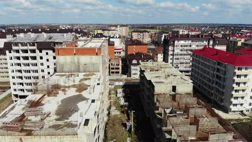 Flying over the abandoned building.