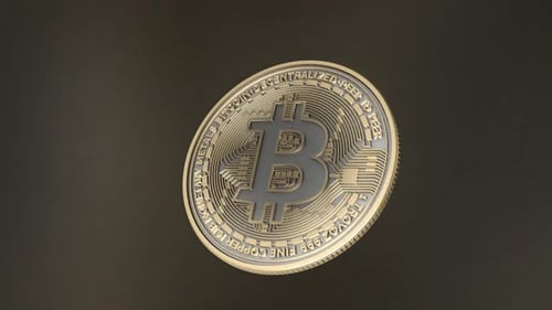 Golden 3D Bitcoin Cryptocurrency Coin Rotating Loop