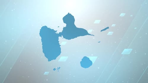Guadeloupe Island Map Reveal Animation with Digital Elements