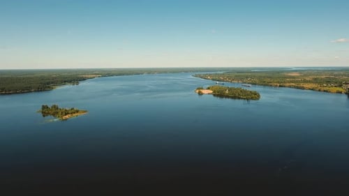 Aerial View.Landscape of the Field, Lake.