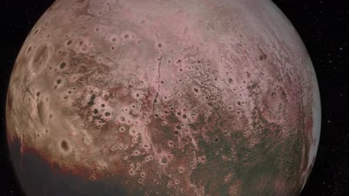 Flyby Around The Pluto Planet In Space