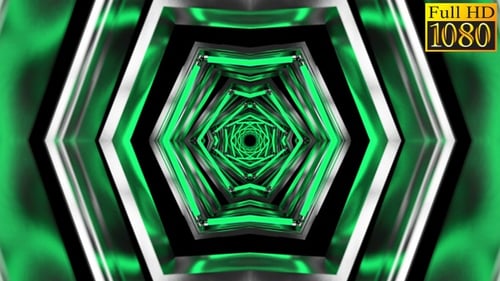 Seamless Loop of Green Neon Hexagon Tunnel