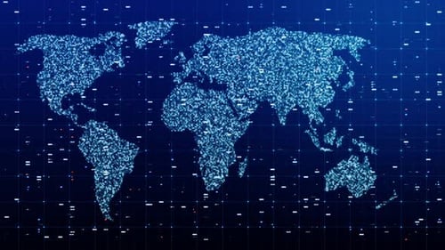Futuristic Digital World Map Data Network Animation