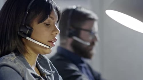 Female Hotline Operator Working
