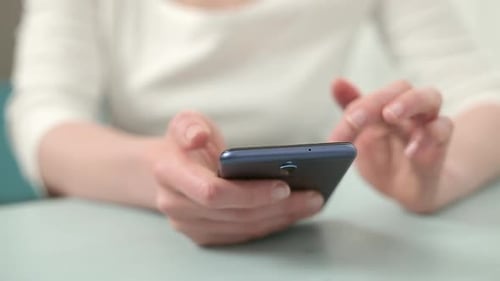 Hands Using Smartphone, Mobile Technology Close-Up