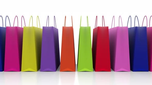 Seamless Loop of Moving Colorful Shopping Bags