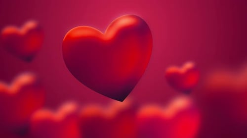 Animated Floating Red Hearts Loop Background