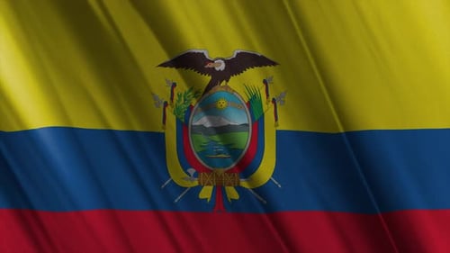 Waving Flag of Ecuador Animation with National Coat of Arms