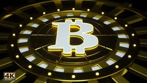 Golden Bitcoin Symbol Crypto Coin Loop Animation
