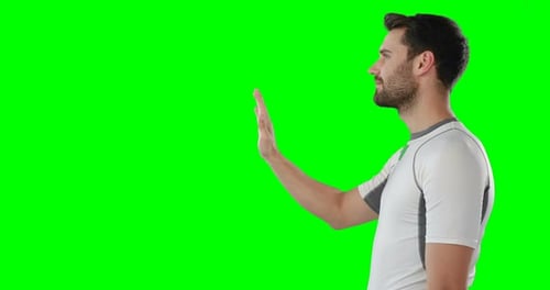 Man touching digital screen