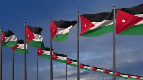 The Jordan Flags Waving In The Wind - 4K