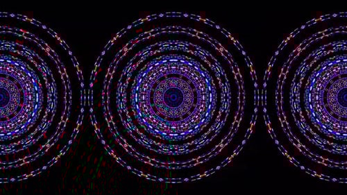 animated round shape of multicolor flashing lights, on a black background