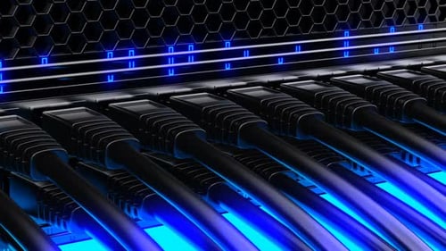 Futuristic Network Cables Data Flow Animation