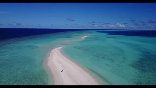 Aerial drone shot texture of paradise sea view beach vacation by aqua blue lagoon with white sandy b