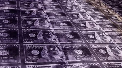 Negative Hundred Dollar Bills Seamless Loop Background