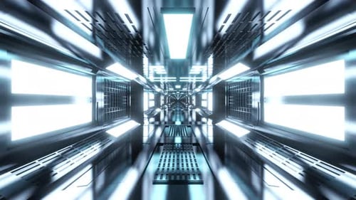 3D animation, gangway in science fiction environment