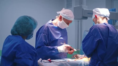 Surgeons Performing a Delicate Operation in Hospital