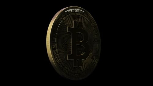Rotating Gold Bitcoin Coin 3D Animation