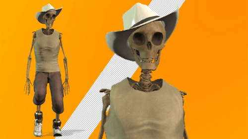 Animated Skeleton Dancing in Cowboy Hat with Alpha Channel
