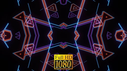 Seamless Neon Geometric Kaleidoscope Animated Background