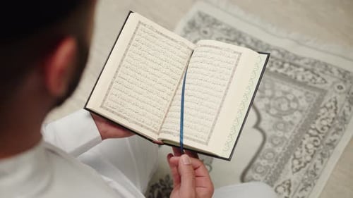 Middle Eastern Man Praying Closeup Islamic Religion