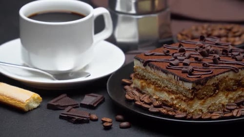 Delicious Tiramisu with Coffee and Biscotti