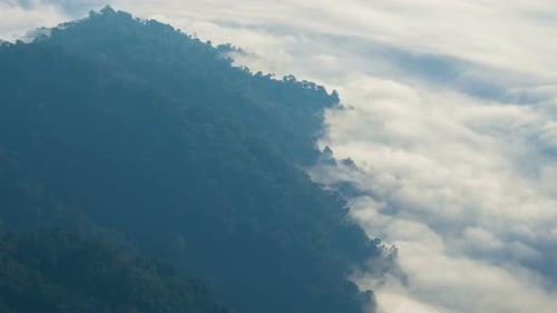 Fog Moving With Mountain