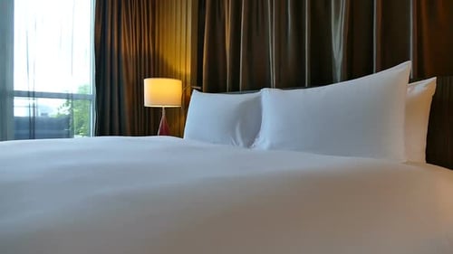 Pillow on bed decoration interior of bedroom