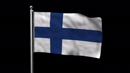 Finland National Flag Waving Seamless Loop Animation