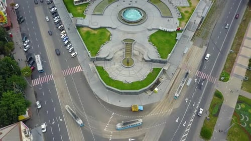 Cityscape of Vinnysia City. Aerial shot of the central street
